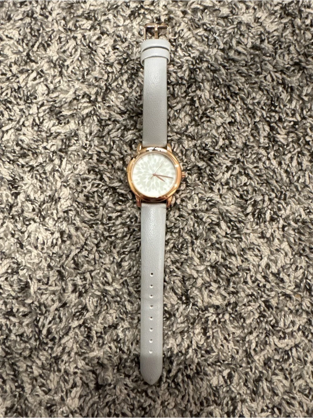 Gray Strap Watch with Rose Gold Case